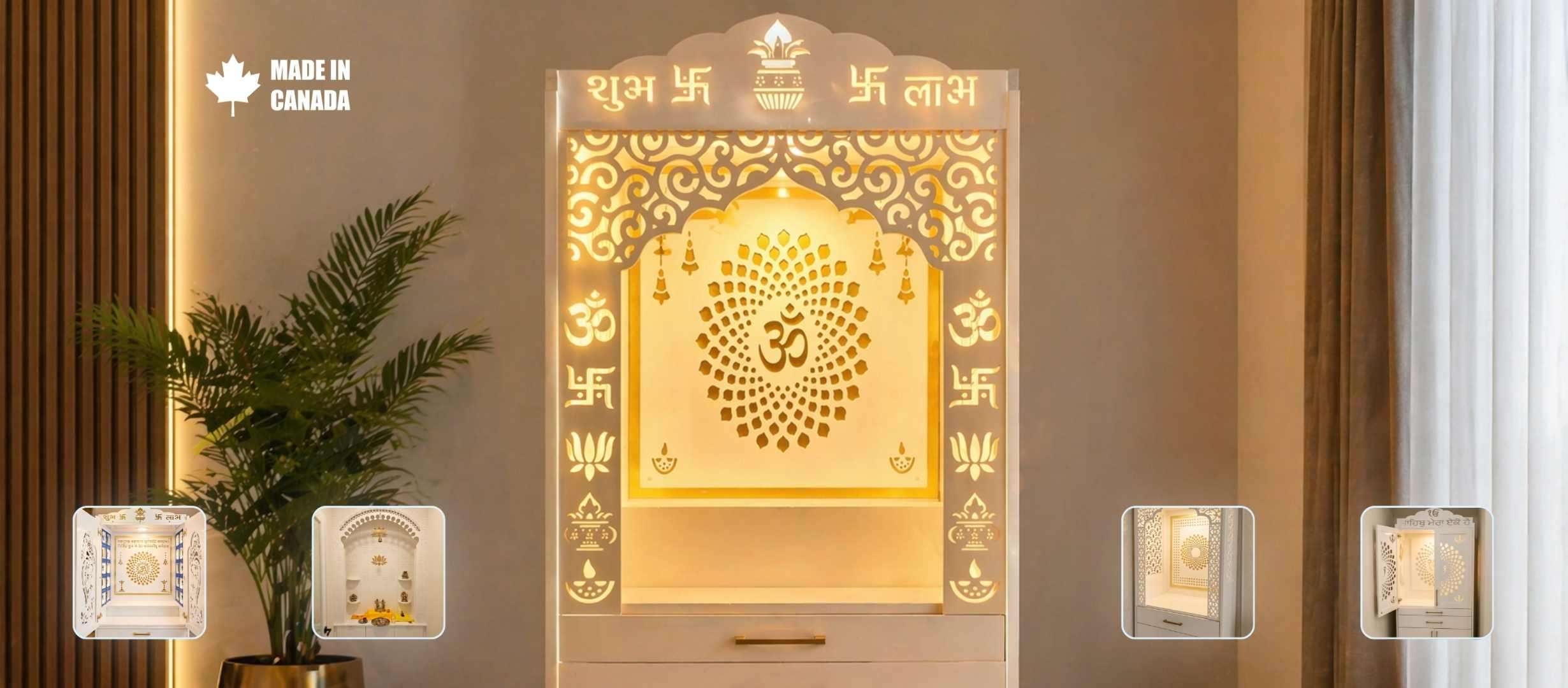Custom puja mandir for home in Calgary with modern design