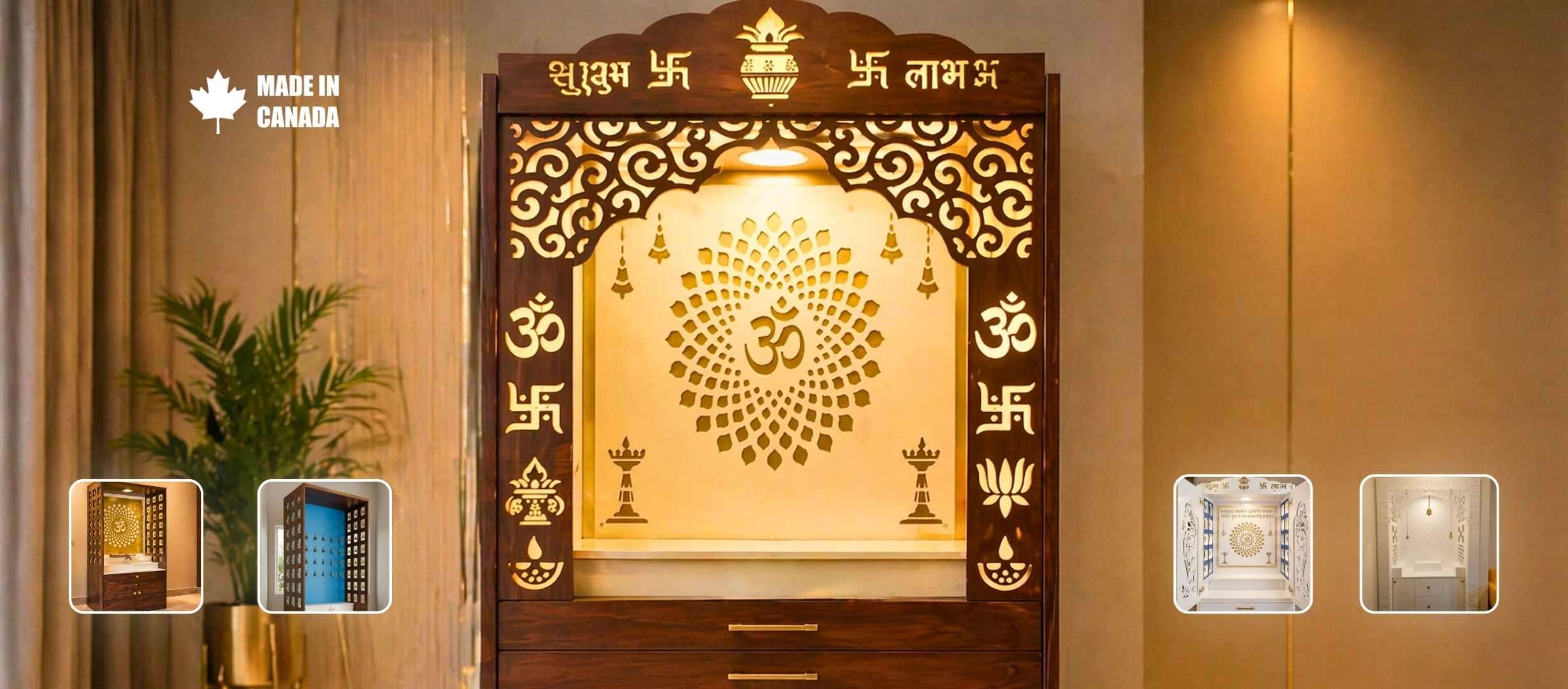 Custom wooden puja temple for home and offices in Calgary by CNC Solution