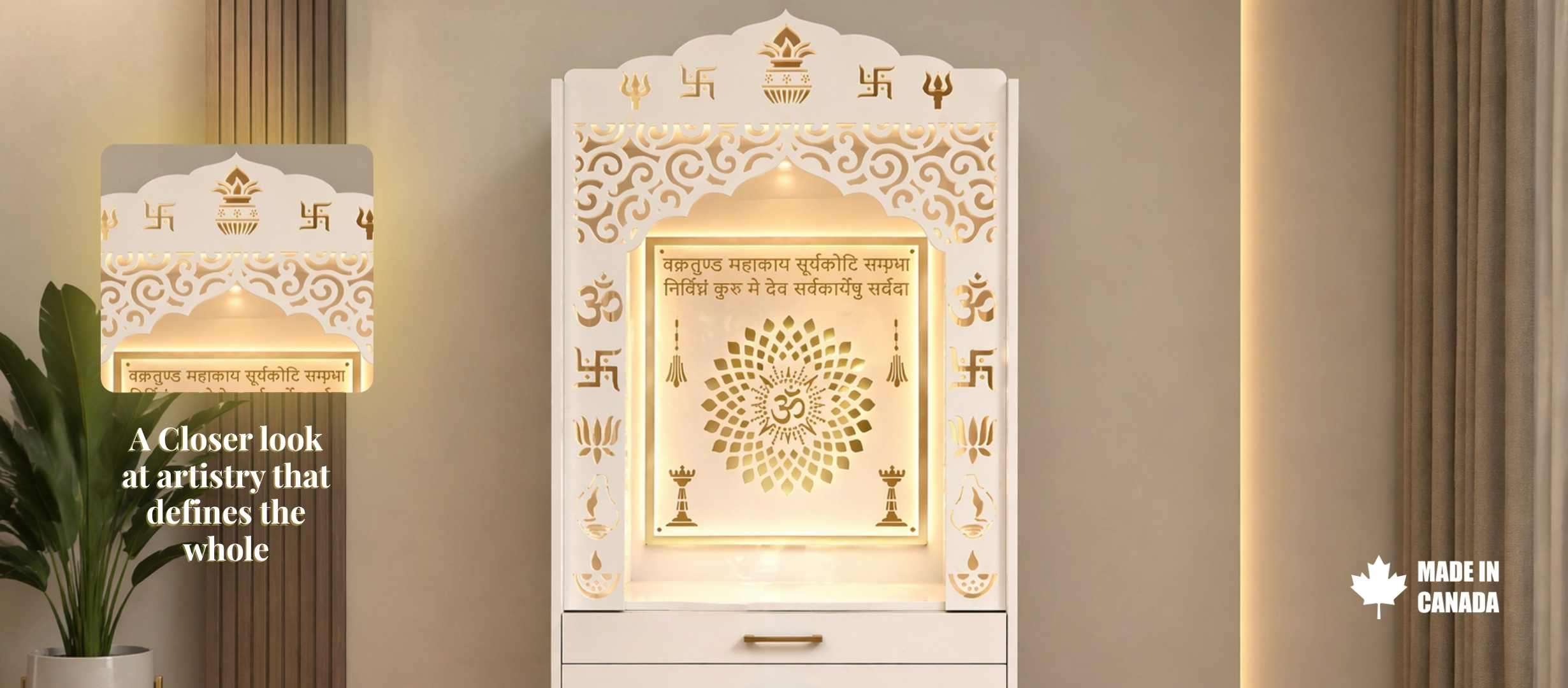 Handcrafted puja mandir design in Calgary for home and office