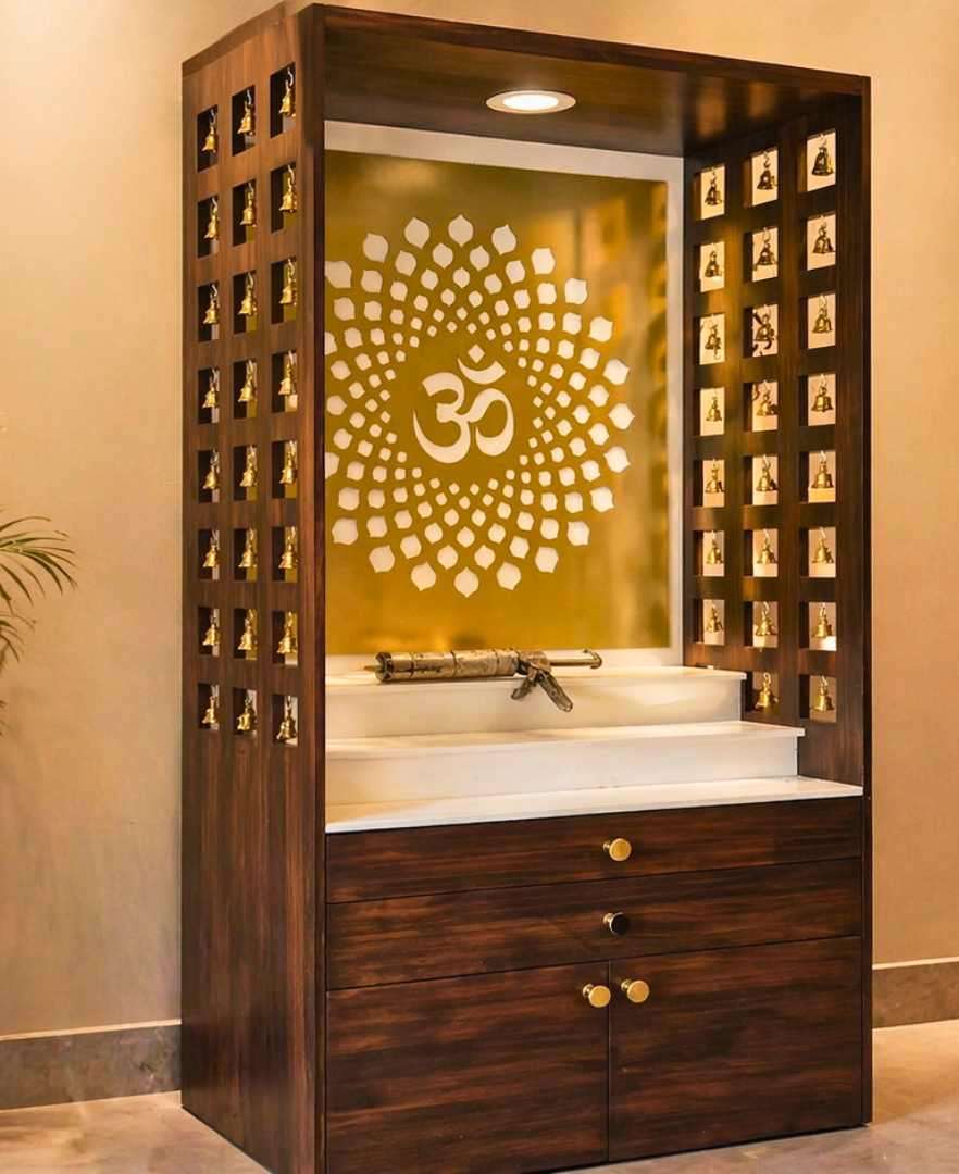 Premium wooden puja mandir for home in Calgary with high quality finish and durable design