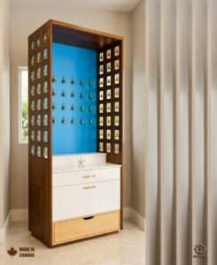 Compact puja mandir for office in Calgary designed for small spaces