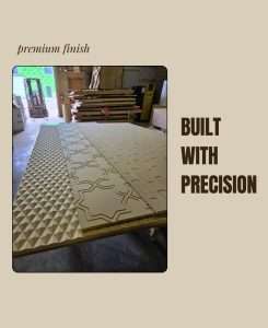 Finished custom 2D wall panel manufactured for a decorative interior feature wall.