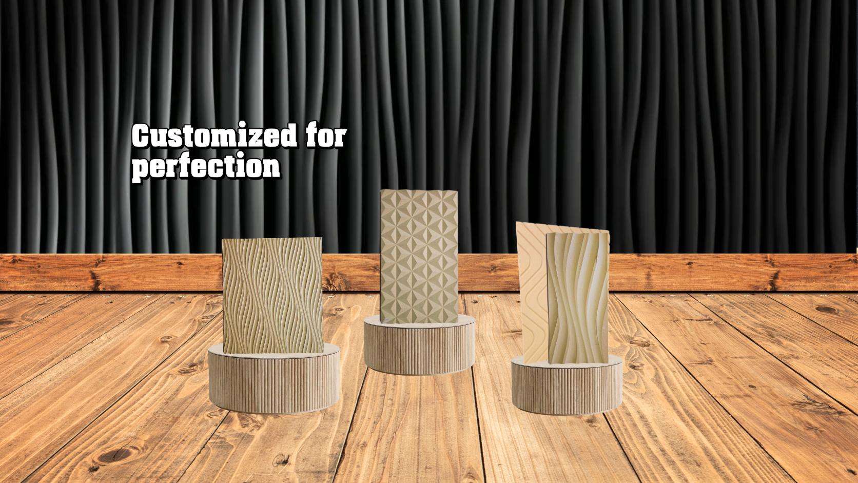 Showcase of custom 3D wall panel designs manufactured by CNC Solution for homes, offices, and commercial interiors in Calgary.