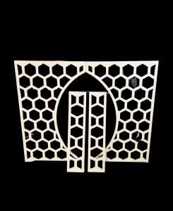 Diamond pattern decorative Jaali partition for modern interior spaces.