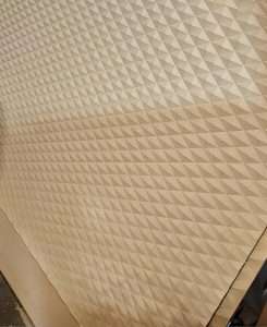 Custom 3D wall panel designed for office interiors and commercial feature walls in Calgary.