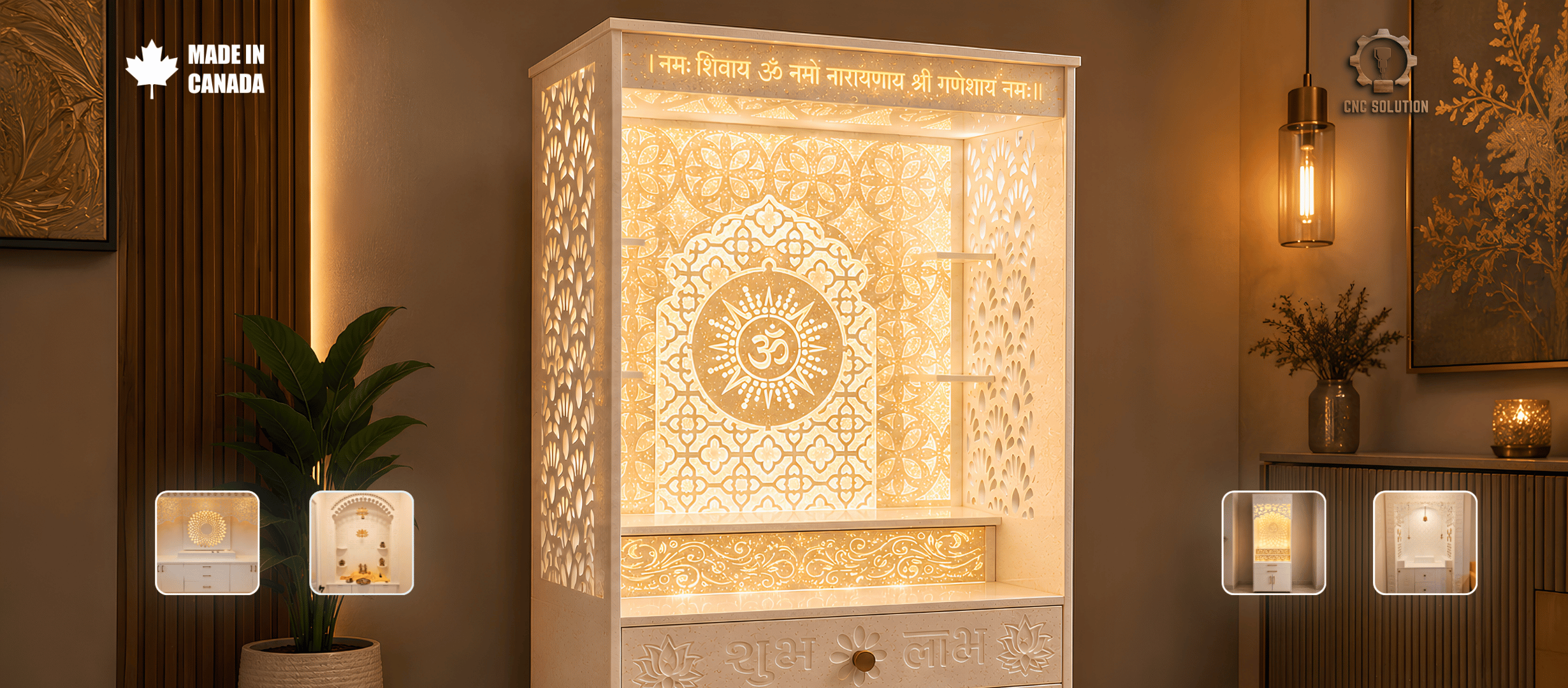 Custom Corian puja mandir made by CNC Solution in Calgary