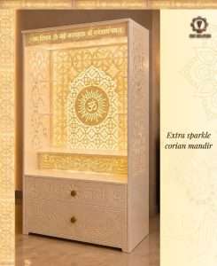 Extra Sparkle Corian puja mandir custom crafted by CNC Solution in Calgary