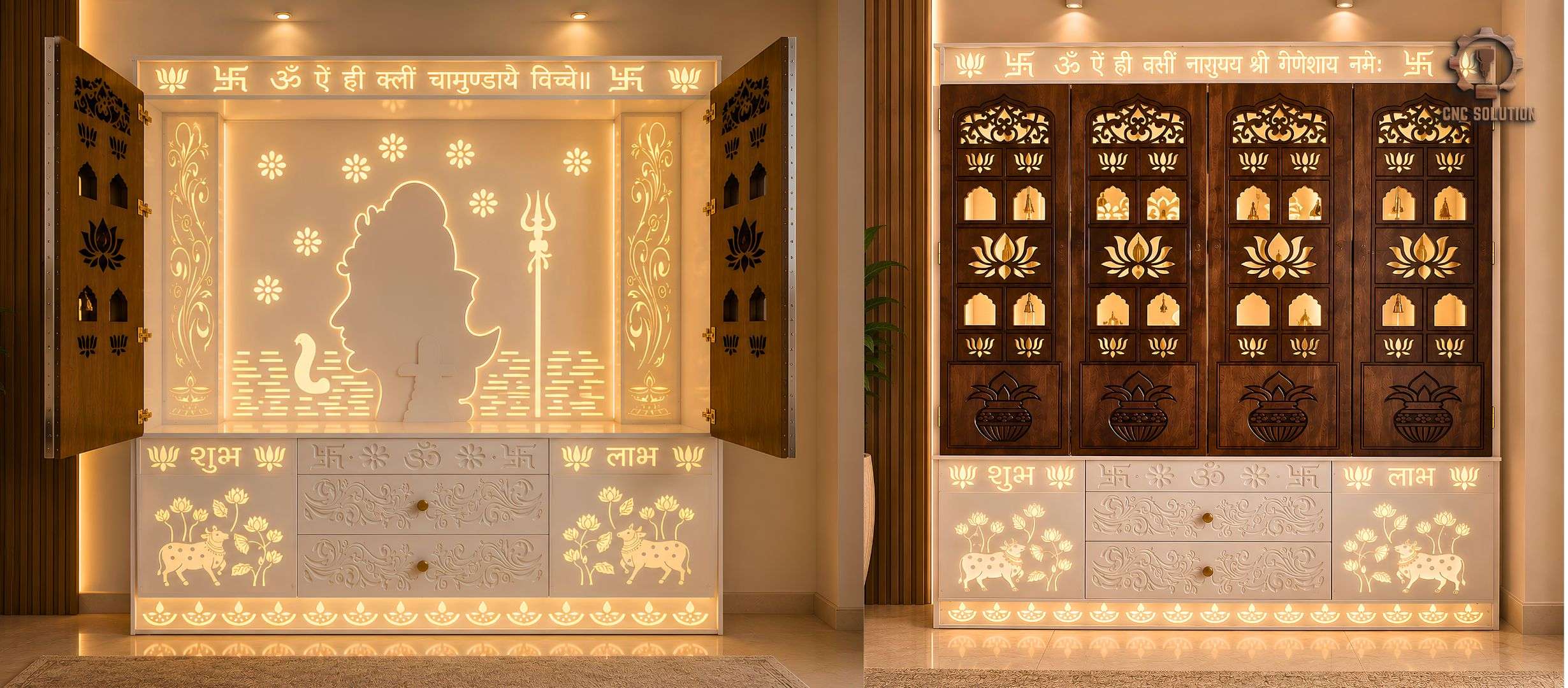 remium custom puja mandir crafted with high-quality materials by CNC Solution in Calgary